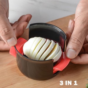 3-in-1 Egg Slicer for Hard Boiled Eggs, 3 Modes Multi-Purpose Wire Egg Cutter/Dicer with Plastics Non-Slip Base, Effortless Kitchen Gadget Tool for Soft Fruits,Strawberries,Salads