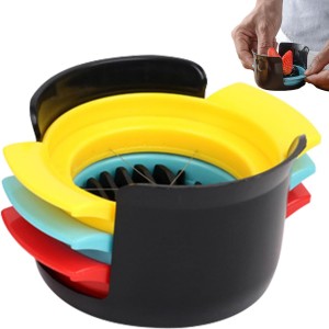 3-in-1 Egg Slicer for Hard Boiled Eggs, 3 Modes Multi-Purpose Wire Egg Cutter/Dicer with Plastics Non-Slip Base, Effortless Kitchen Gadget Tool for Soft Fruits,Strawberries,Salads