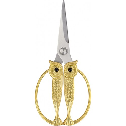 Owl Kitchen Scissors All Purpose, Stainless Steel Heavy Duty Sharp Shears for Meat, Chicken, Fish, Poultry, Herb, Bread (Golden, Medium)