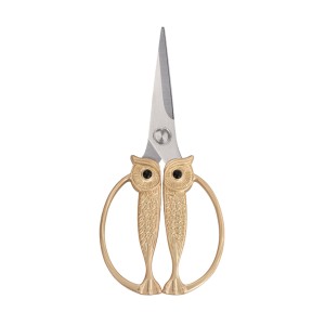 Owl Kitchen Scissors All Purpose, Stainless Steel Heavy Duty Sharp Shears for Meat, Chicken, Fish, Poultry, Herb, Bread (Golden, Medium)