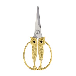 Owl Kitchen Scissors All Purpose, Stainless Steel Heavy Duty Sharp Shears for Meat, Chicken, Fish, Poultry, Herb, Bread (Golden, Medium)