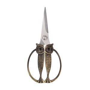 Owl Kitchen Scissors All Purpose, Stainless Steel Heavy Duty Sharp Shears for Meat, Chicken, Fish, Poultry, Herb, Bread (Golden, Medium)