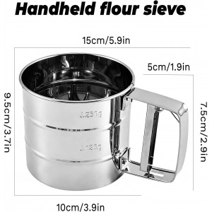 Flour Sifter for Baking, Powdered Sugar Shaker Duster - Stainless Steel for Flour Powdered Sugar Cocoa