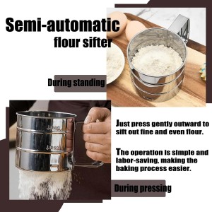 Flour Sifter for Baking, Powdered Sugar Shaker Duster - Stainless Steel for Flour Powdered Sugar Cocoa