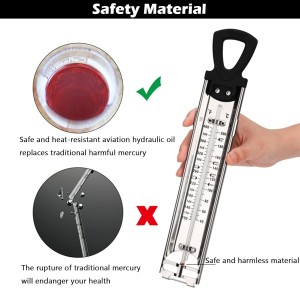 Candy Thermometer with Pot Clip, Deep Fry Oil Food Cooking Kitchen Instant Read Thermometer for Jam, Syrup, Jelly, and Deep Fry, Stainless Steel Kitchen Accessories Candy Thermometer for Candy Making