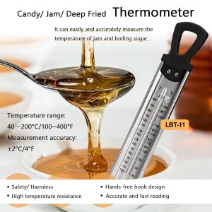 Candy Thermometer with Pot Clip, Deep Fry Oil Food Cooking Kitchen Instant Read Thermometer for Jam, Syrup, Jelly, and Deep Fry, Stainless Steel Kitchen Accessories Candy Thermometer for Candy Making