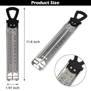 Candy Thermometer with Pot Clip, Deep Fry Oil Food Cooking Kitchen Instant Read Thermometer for Jam, Syrup, Jelly, and Deep Fry, Stainless Steel Kitchen Accessories Candy Thermometer for Candy Making