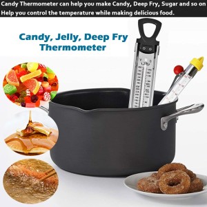 Candy Thermometer with Pot Clip, Deep Fry Oil Food Cooking Kitchen Instant Read Thermometer for Jam, Syrup, Jelly, and Deep Fry, Stainless Steel Kitchen Accessories Candy Thermometer for Candy Making