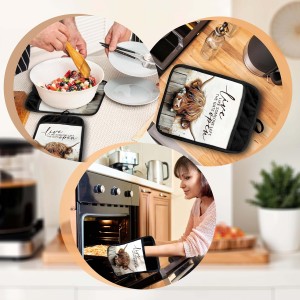 Farmhouse Highland Cow Pot Holders with Pockets, Live Like Someone Left The Gate Open Oven Pot Holders Heat Resistant Oven Mitts Hot Pads for Kitchen Baking Cooking