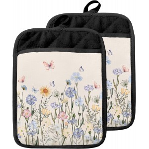 Butterfly Floral Pot Holders with Pocket...