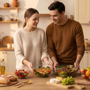 Borosilicate Glass Mixing Bowls, Set of 3 (2.8, 2.2, 1.1QT) - Heavy-Duty, Scratch Resistant & Lead-Free. Oven, Microwave, Dishwasher & Freezer Safe. Ideal for Meal Prep, Baking, Serving.