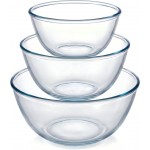 Borosilicate Glass Mixing Bowls, Set of 3 (2.8, 2.2, 1.1QT) - Heavy-Duty, Scratch Resistant & Lead-Free. Oven, Microwave, Dishwasher & Freezer Safe. Ideal for Meal Prep, Baking, Serving.
