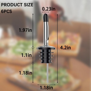 6 Pack Liquor Bottle Pourers Stainless Steel, Bottle Pourers for Alcohol with Dust Caps, Speed Pourers for Liquor Bottles, Bar Pour Spouts, Olive Oil Spout for Kitchen, Bartending Supplies Essential