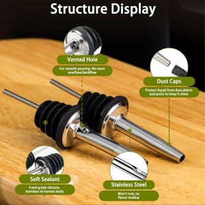 6 Pack Liquor Bottle Pourers Stainless Steel, Bottle Pourers for Alcohol with Dust Caps, Speed Pourers for Liquor Bottles, Bar Pour Spouts, Olive Oil Spout for Kitchen, Bartending Supplies Essential
