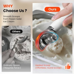 Heated Ice Cream Scoop, Electric Ice Cream Scooper Rechargeable - 3400mAh Battery, LED Display, Heating Up to 158°F for Hard Ice Cream, Gelato, Frozen Yogurt & Sorbet