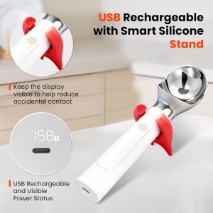 Heated Ice Cream Scoop, Electric Ice Cream Scooper Rechargeable - 3400mAh Battery, LED Display, Heating Up to 158°F for Hard Ice Cream, Gelato, Frozen Yogurt & Sorbet