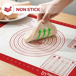 Silicone Pastry Mat Non Stick Extra Large 28x20 - Rolling Mat for Dough with Measurements - Pie Crust Bread Pizza Cookie Baking Mat - Dishwasher Safe (Red)