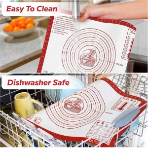 Silicone Pastry Mat Non Stick Extra Large 28x20 - Rolling Mat for Dough with Measurements - Pie Crust Bread Pizza Cookie Baking Mat - Dishwasher Safe (Red)