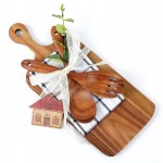 The Perfect Housewarming Gift! Wooden Cutting Boards Set with Utensils & Napkin - Charcuterie, Cheese, Serving Tray for New Home, Kitchen Decor
