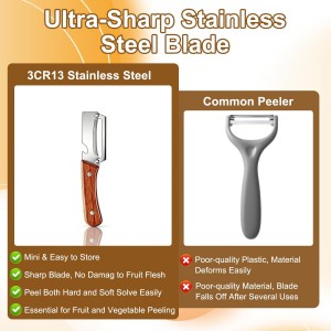 Multi-Functional Vegetable Peeler for Kitchen,Stainless Steel Sharp Blade Peeler with Wooden Handle,Bottle Opener Kitchen Tool for Fruit Veggie Carrot Potato Pumpkin Papaya Zucchini