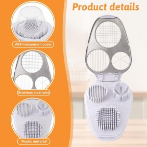 3 in 1 Boiled Egg Slicer, 3 Slice Modes Chopper Cutter with Brush, Manual Egg Slicer Steel Wire Dicer for Hard Boiled Eggs, Kitchen Gadget for Soft Fruit Butter, Labor Saving