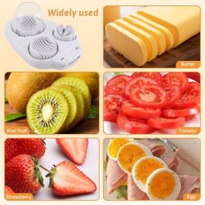 3 in 1 Boiled Egg Slicer, 3 Slice Modes Chopper Cutter with Brush, Manual Egg Slicer Steel Wire Dicer for Hard Boiled Eggs, Kitchen Gadget for Soft Fruit Butter, Labor Saving