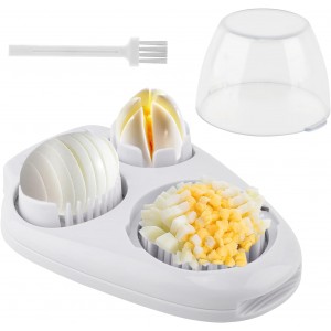 3 in 1 Boiled Egg Slicer, 3 Slice Modes Chopper Cutter with Brush, Manual Egg Slicer Steel Wire Dicer for Hard Boiled Eggs, Kitchen Gadget for Soft Fruit Butter, Labor Saving