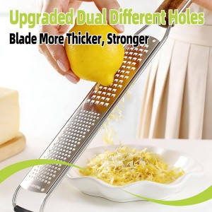 Upgrade Lemon Zester,Cheese Grater With Acacia Wood Handle,Protect Cover,Brush,Stainless Steel 304 Blade, Fine And Coarse Holes,Kitchen Tool For Cheese,Lemon,Garlic,Chocolate, Dishwasher Safe(2 Pcs)