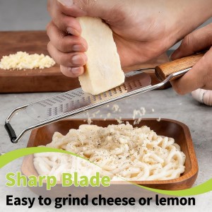 Upgrade Lemon Zester,Cheese Grater With Acacia Wood Handle,Protect Cover,Brush,Stainless Steel 304 Blade, Fine And Coarse Holes,Kitchen Tool For Cheese,Lemon,Garlic,Chocolate, Dishwasher Safe(2 Pcs)
