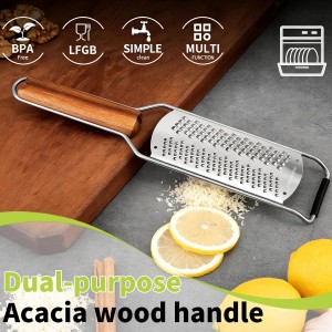 Upgrade Lemon Zester,Cheese Grater With Acacia Wood Handle,Protect Cover,Brush,Stainless Steel 304 Blade, Fine And Coarse Holes,Kitchen Tool For Cheese,Lemon,Garlic,Chocolate, Dishwasher Safe(2 Pcs)