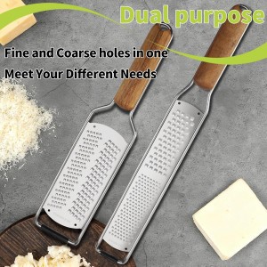 Upgrade Lemon Zester,Cheese Grater With Acacia Wood Handle,Protect Cover,Brush,Stainless Steel 304 Blade, Fine And Coarse Holes,Kitchen Tool For Cheese,Lemon,Garlic,Chocolate, Dishwasher Safe(2 Pcs)