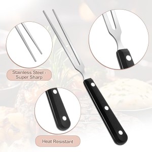 Carving Fork for Meat, Grill Serving Forks Heavy Duty Two Prong Meats Forks Two Prong Stainless Steel Meat Fork with Long Heat Resistant Handle for Slicing Serving Roasts, BBQ Kitchen Grill Essential