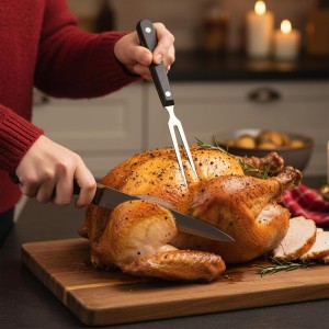 Carving Fork for Meat, Grill Serving Forks Heavy Duty Two Prong Meats Forks Two Prong Stainless Steel Meat Fork with Long Heat Resistant Handle for Slicing Serving Roasts, BBQ Kitchen Grill Essential