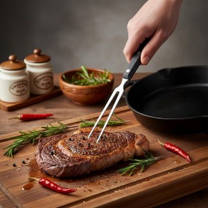 Carving Fork for Meat, Grill Serving Forks Heavy Duty Two Prong Meats Forks Two Prong Stainless Steel Meat Fork with Long Heat Resistant Handle for Slicing Serving Roasts, BBQ Kitchen Grill Essential