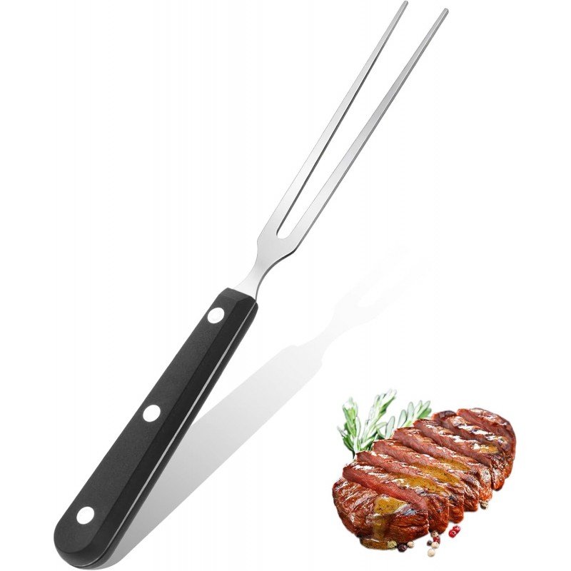 Carving Fork for Meat, Grill Serving Forks Heavy Duty Two Prong Meats Forks Two Prong Stainless Steel Meat Fork with Long Heat Resistant Handle for Slicing Serving Roasts, BBQ Kitchen Grill Essential