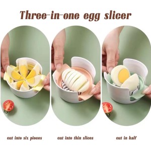 3-in-1 Egg Slicer for Hard Boiled Eggs, Wide Comfort Grip Stainless Steel Wires, Easy Clean and Store
