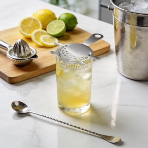 Kirecoo 2PCS Stainless Steel Cocktail Strainer, Bar Drink Strainer with High-Density Spring, Bar Tools Cocktail Shaker Accessories for Smooth Drink Pouring, Fits Boston Shakers and Mixing Glasses