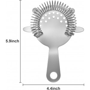Kirecoo 2PCS Stainless Steel Cocktail Strainer, Bar Drink Strainer with High-Density Spring, Bar Tools Cocktail Shaker Accessories for Smooth Drink Pouring, Fits Boston Shakers and Mixing Glasses