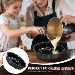 Bundt Cake Pan, 9.5 Inch Non-Stick Bundt Cake Baking Pan, Durable Fluted Tube Round Baking Pans, Heavy Duty Carbon Steel, Easy Release and Cleanup, Ideal for Home, Holidays and Party