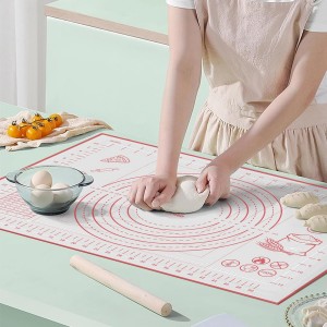 Silicone Pastry Baking Mat 16x24 Inch Large - Non-Stick Non-Slip Dough Rolling Mat with Measurement Markings for Kneading Pie Pizza Cookies Fondant Making Kitchen Counter Pad
