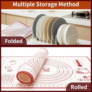 Silicone Pastry Baking Mat 16x24 Inch Large - Non-Stick Non-Slip Dough Rolling Mat with Measurement Markings for Kneading Pie Pizza Cookies Fondant Making Kitchen Counter Pad