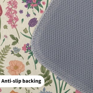 Spring Floral Kitchen Mats for Floor Set of 2 Pink Green Flower Ferns Leaves Botanical Summer Vintage Kitchen Rugs Non Slip Washable Absorbent Seasonal Kitchen Runner Rugs Decor,17x30 and 17x47 Inch