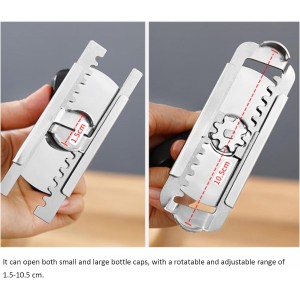 Jar Opener, Cap Crack Opener - Jar Opener for Weak Hands, Adjustable Multifunctional Jar Lid Opener - Easy to Grip and Open for Stuck Jars, Bottles & Lids (Black)