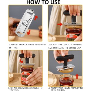 Jar Opener, Cap Crack Opener - Jar Opener for Weak Hands, Adjustable Multifunctional Jar Lid Opener - Easy to Grip and Open for Stuck Jars, Bottles & Lids (Black)
