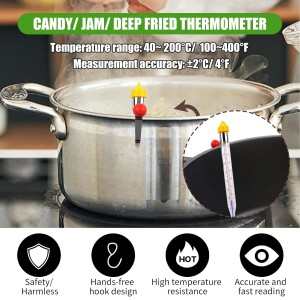 2026 Upgraded Candy Thermometer Deep Fry Thermometer with Pot Clip Instant Read Glass Thermometer Candy, Fry, Jam, Sugar, Syrup, Jelly Thermometer Food Thermometer Kitchen Accessories for Home Cooking