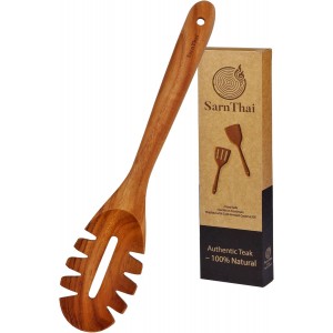 Teak Wood Pasta Spoon with Teeth, 12.5-I...