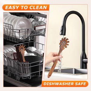 Wooden Pasta Spoon,13'' Long Spaghetti Fork with Teeth,Wood Pasta Server Spoon,Pastas Forks Ladle Pastas Spatula Tool Noodle Strainer Kitchen Tool,Easy to Use and Clean