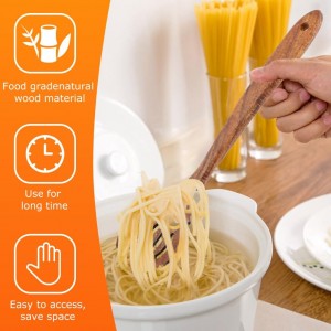 Wooden Pasta Spoon,13'' Long Spaghetti Fork with Teeth,Wood Pasta Server Spoon,Pastas Forks Ladle Pastas Spatula Tool Noodle Strainer Kitchen Tool,Easy to Use and Clean