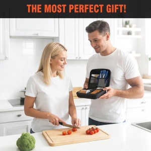 Rolling Knife Sharpener Kit with 1000 & 3000 Grit Diamond Discs, 15°/20° Magnetic Angle Guide for Kitchen Knives -Eraser, Finger Protector, Leather Strop & Carry Bag