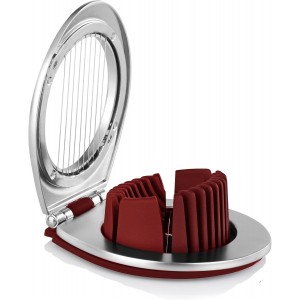 Egg Slicer & Cutter for Hard Boiled Eggs – 2-Way Multipurpose Stainless Steel Slicer for Fruits & Vegetables – Includes Cleaning Brush